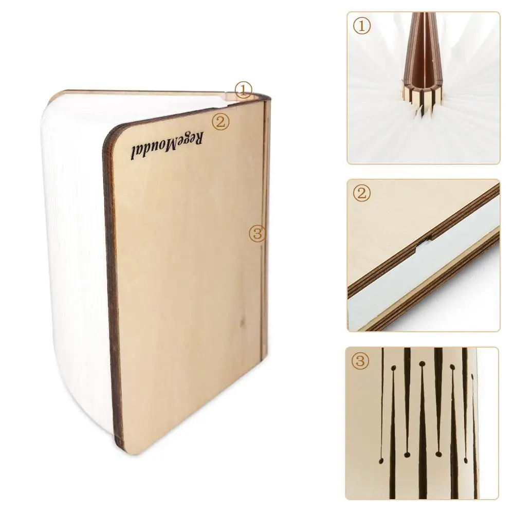 Koop 3D Houten Led Boek Licht Tafellamp Usb Oplaadbare Usb Leds Booklight Magnetische 3-5color Opvouwbare Night Boeken Bureaulamp