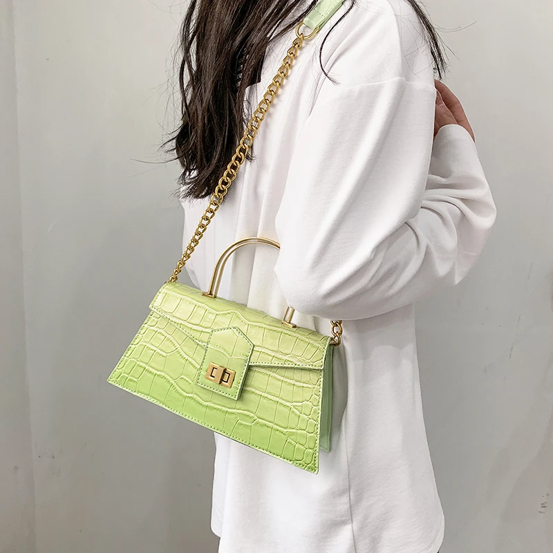 

Трапециевидный дизайн сумки через плечо из искусственной кожи с каменным узором 2021 летние Роскошные брендовые Простые Модные сумки на плеч...