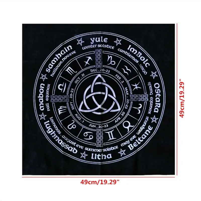 

Triquetra Pagan Wheel of the Year Sorcerer calendar Tarot Divination tablecloth Constellation Tarots Tablecloth