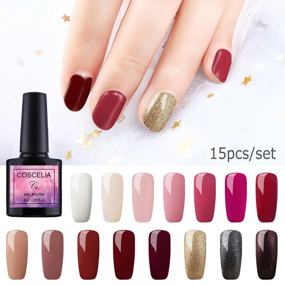 COSCELIA 15 шт. набор для ногтей Гель лак нейл арта УФ комплект гель лаков все маникюра