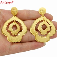 adixyn dubai earrings for women girls 24k gold color hoop earrings african hawaiian ethnic style n08289