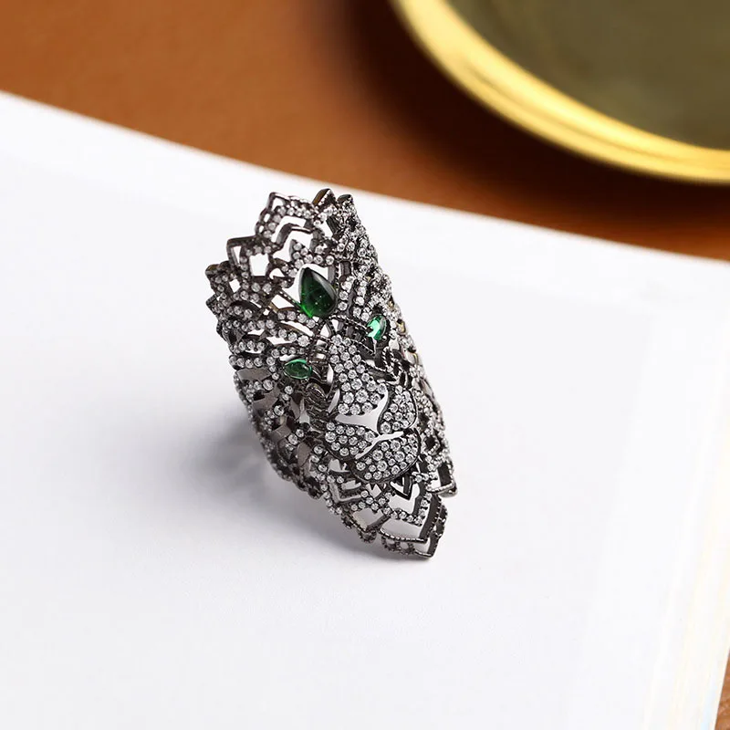 Серебряное кольцо SLJELY S925 с фианитами и зелеными глазами для женщин|Кольца| |
