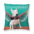 Двусторонний чехол для гостиной подушка в виде ангела с изображением собаки подушка для влюбленных, яркий Английский бультерьер
