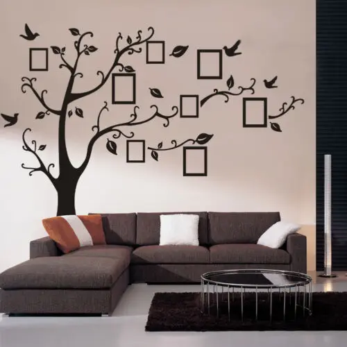 Limit 100 Large Family Photo Frame Tree Bird Quotes Wall Sticker Art Decals Big tree for photo wall stickers Home Decor | Дом и сад
