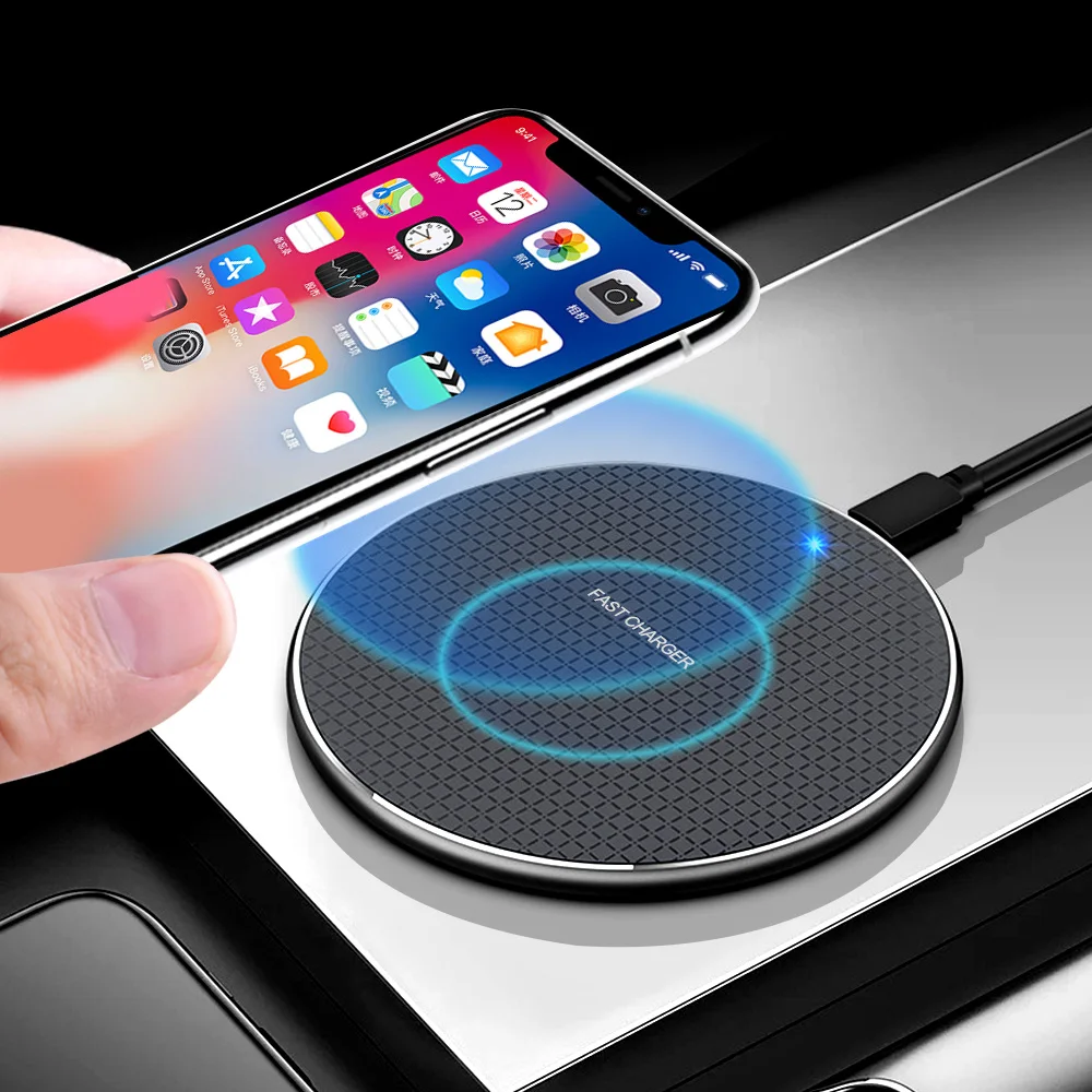 10W Qi Wireless Charger Receiver for iPhone Xs Max X 8 Plus Fast Charging Pad Samsung Note 9 S10 chargeur sans fil | Мобильные