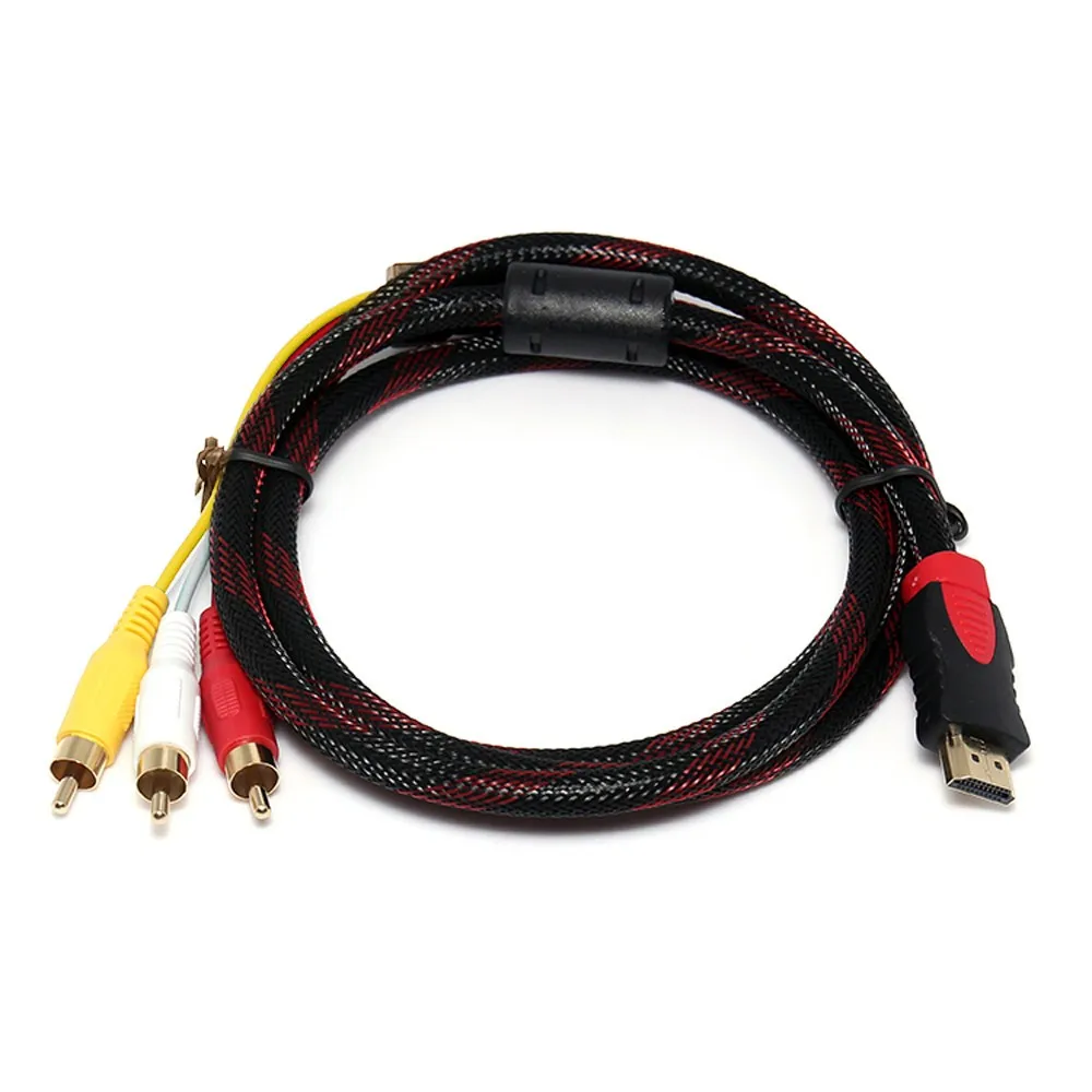 5Ft HDMI совместимый штекер к 3 RCA Видео Аудио AV кабель адаптер для ТВ HD TV DVD 1080P с 24K