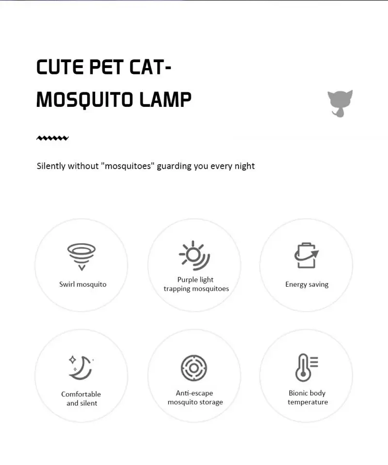

Led Mosquito Killer Lamps Cat Shape UV Night Light Insect Mosquito Trap Repellent Lamp Safe Smart Home
