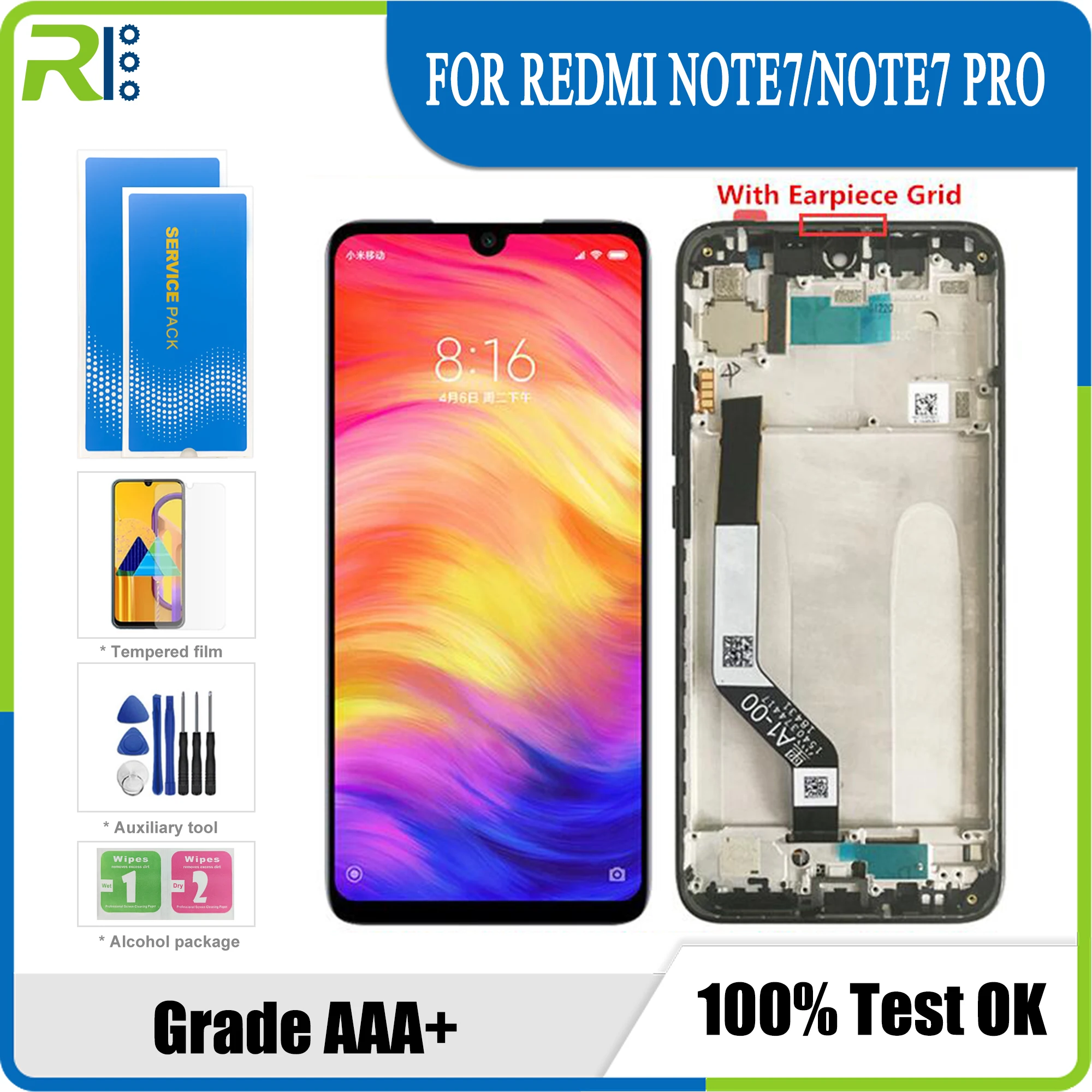 

ЖК-дисплей 6,3 дюйма для Xiaomi Redmi Hinweis 7, сенсорный экран с цифровым преобразователем Rahmen, монтажный эргономичный блок для Redmi Hinweis 7 pro