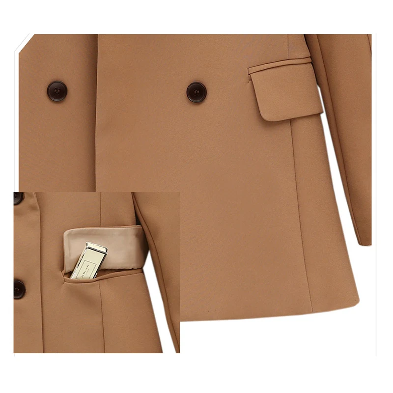 Женский деловой блейзер с длинным рукавом длинное черное пальто коллажем в