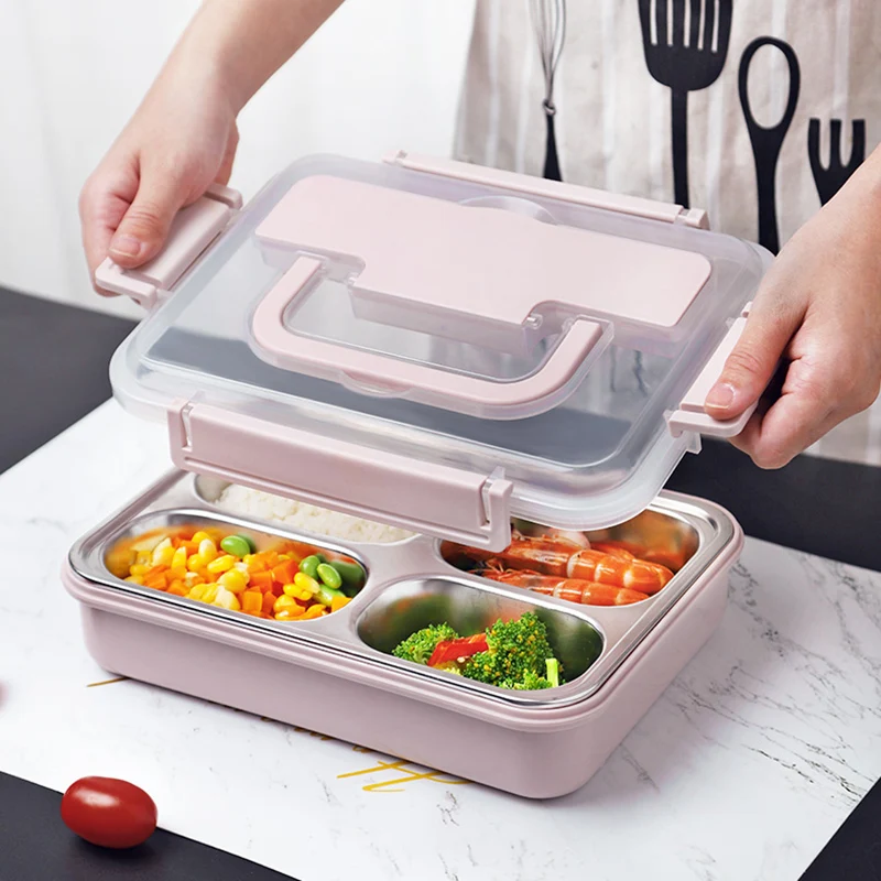 Ланч-бокс 304 из нержавеющей стали для детей и взрослых Bento Boxs герметичный японский контейнер для продуктов портативное хранение для пикника 1.2L