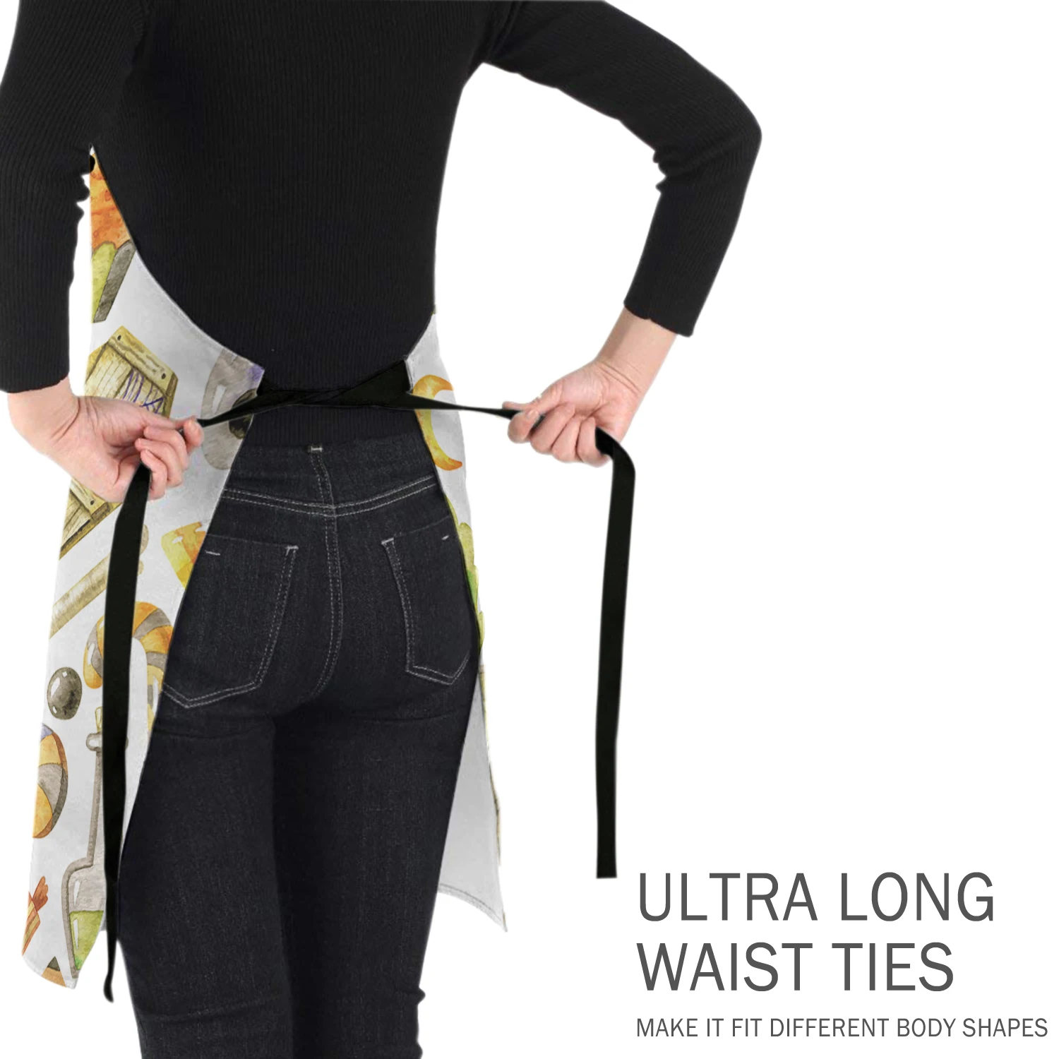 Halloween Theme Witch Hat Broomstick Skull Decorations Pattern Kitchen Apron Women Adult Female Home Cooking Baking Cleaning Aprons Bibs Tools |