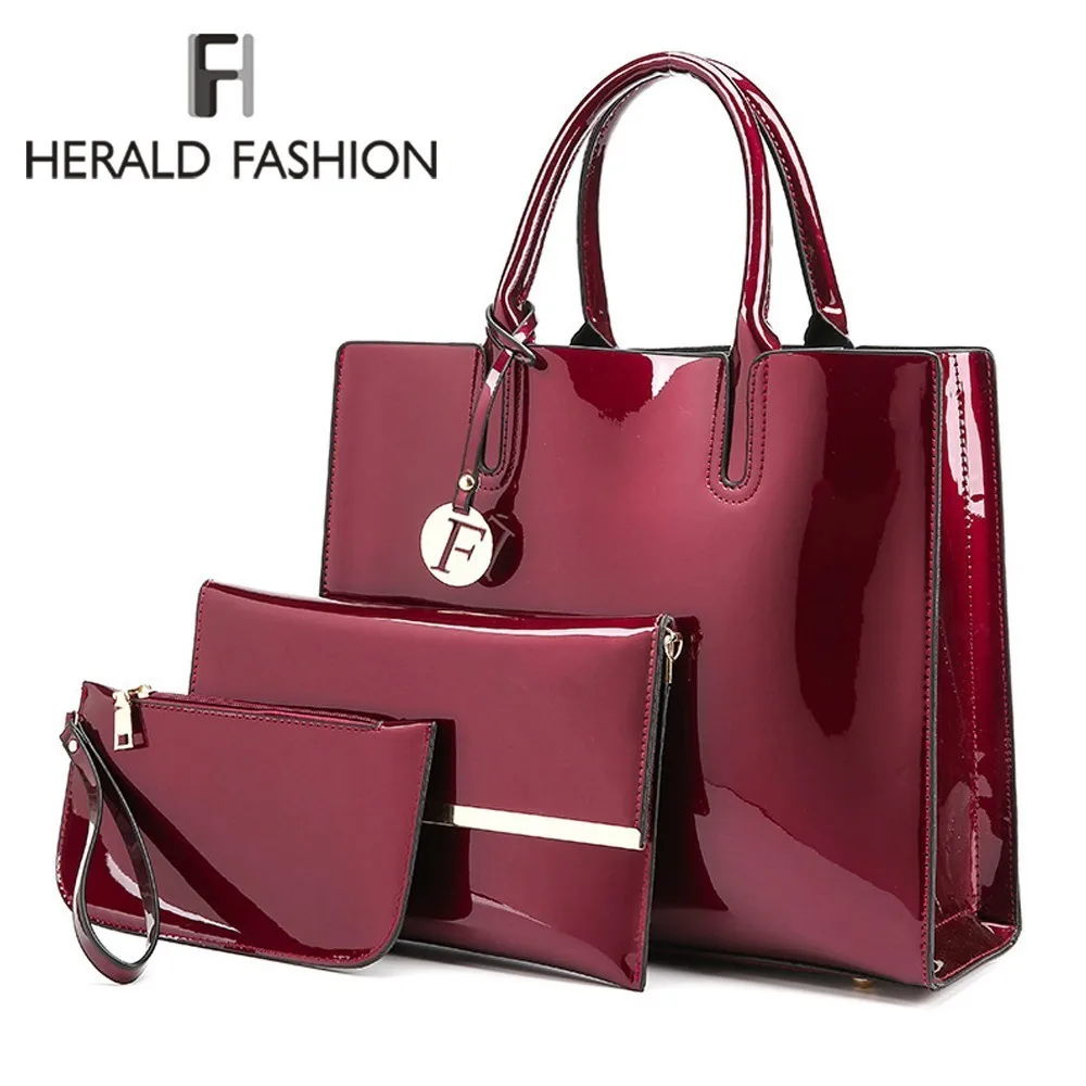Herald Fashion Женская композитная сумка 3 шт./компл. Роскошная лакированная женский