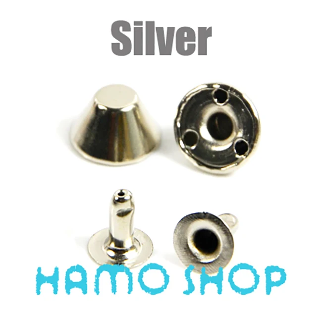 Bucket Silver 100 шт, все размеры, Стильные Заклепки с шипами, пятна, голова гвоздика, панк-рок, сделай сам, кожа, ремесло, для одежды, сумки, обуви, части, украшения - Цвет: Bucket Silver