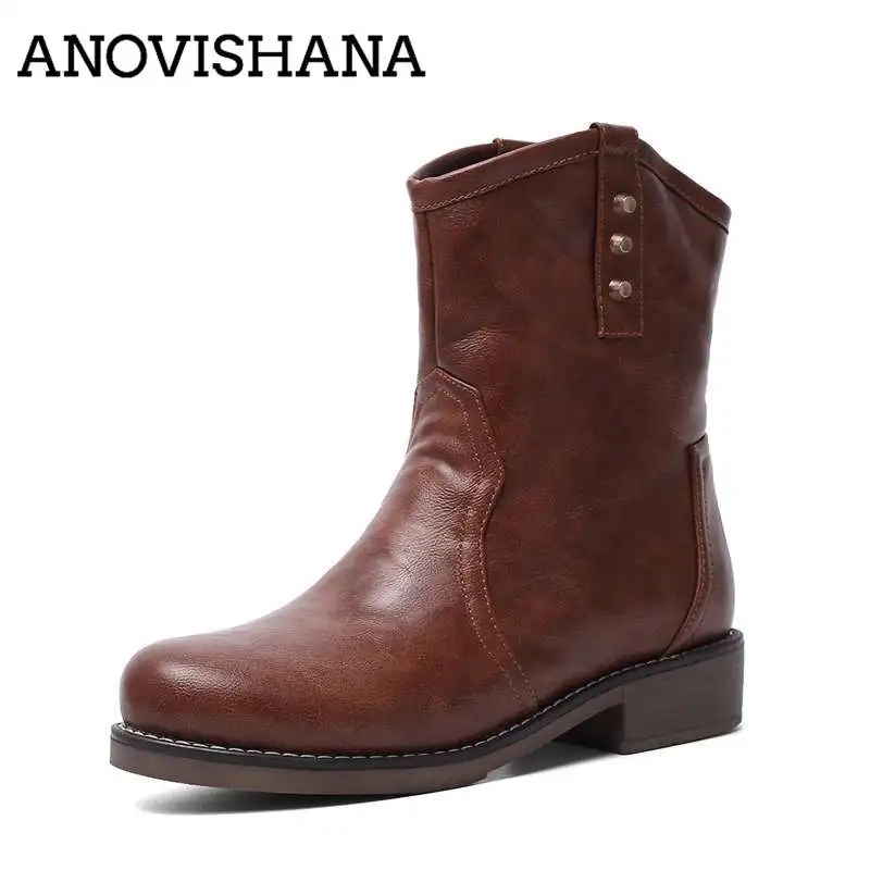 ANOVISHANA/ботильоны в стиле ретро женские ботинки сезон осень зима обувь западном на