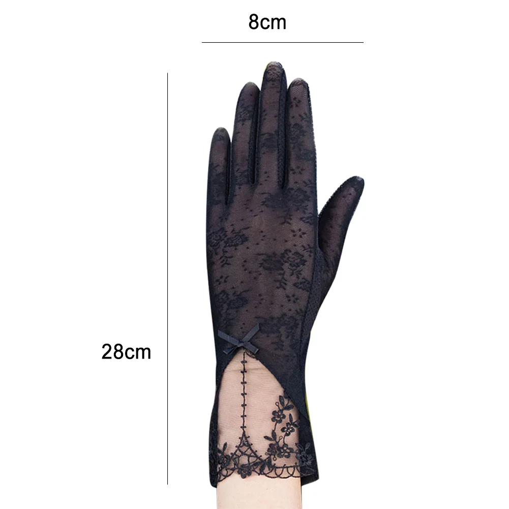 

Women Gloves See Through Floral Lace Thin Anti UV Slip Touch Screen Driving Gloves Breathable Full finger Long Mittens 6 Colors