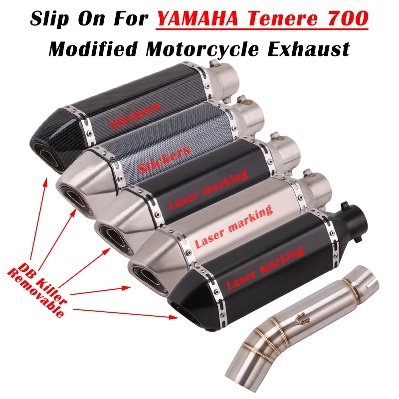 Slip On For YAMAHA Tenere700 XTZ700 2019 2020 2021 Motorcycle Exhaust Escape System Modify Middle Link Pipe Muffler DB killer