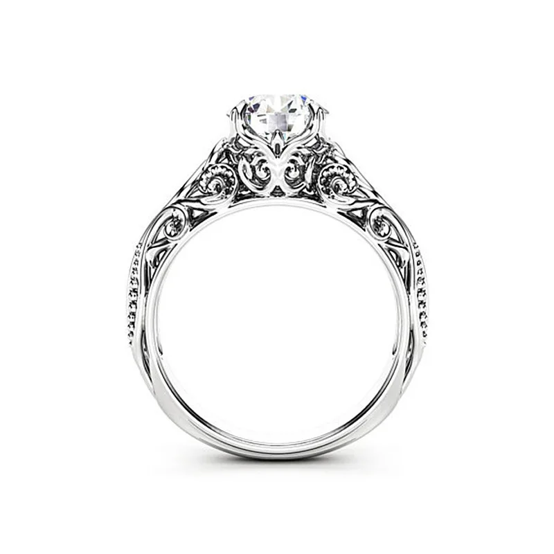 2018 Винтаж Готический Круглый Кристалл Циркон Обручальное кольцо с белый