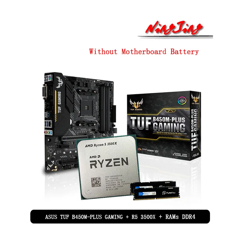 Материнская плата AMD Ryzen 5 3500X процессор R5 + Asus TUF B450M PLUS игровая материнская Pumeitou DDR4