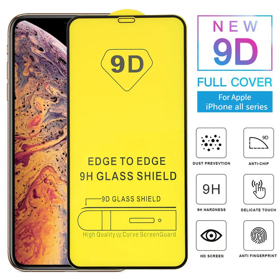 

3PCS 9D Full Cover Protective Tempered Glass For iPhone 12 13 Mini X XS XR 11 Pro Max 7 8 Plus SE 2020 Screen Protector
