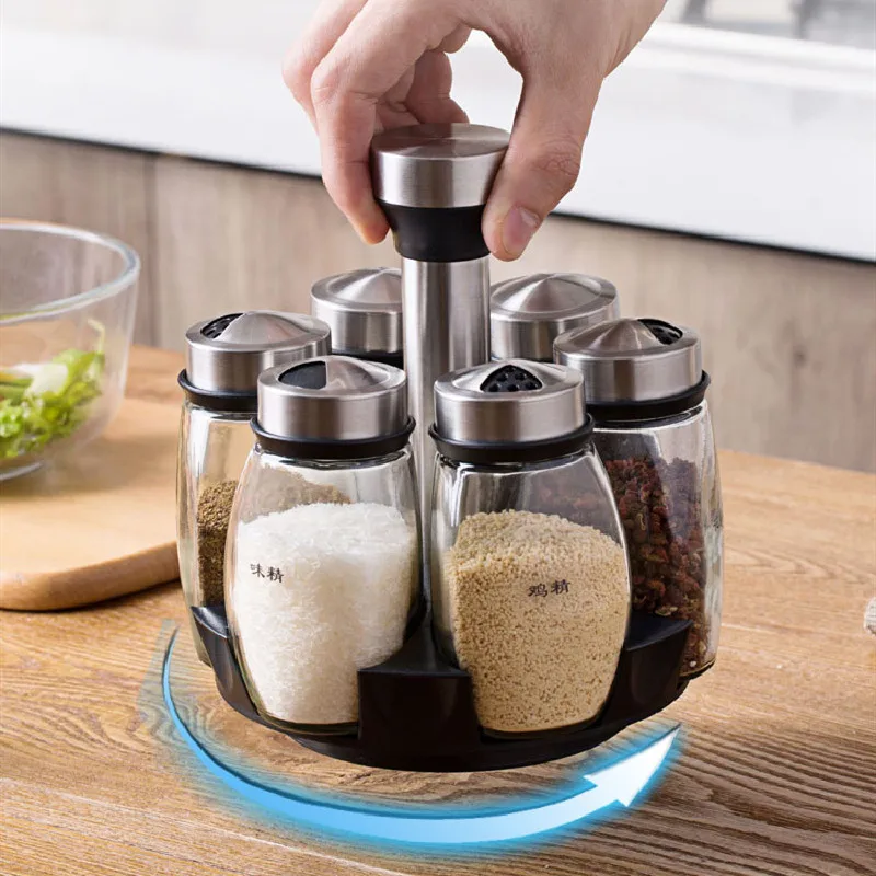 

Salt Sugar Spice Jar Set Modern Glass Container Storage Box Spice Jar Household Seasoning Kruidenpotjes Kitchen Tools DG50T