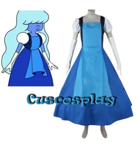 

Steven Universe Jail Break Sapphire Blue Gown Dress Cosplay Costume Halloween Costumes for Women Girls Christmas Fancy Dress