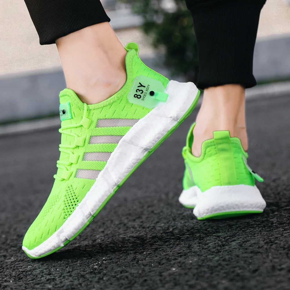 

2021 New Flying Weave Men's Keep Running Casual Shoes Lightweight Popcorn Male Sneakers Comfortable Outdoor Walking Sports Shoes