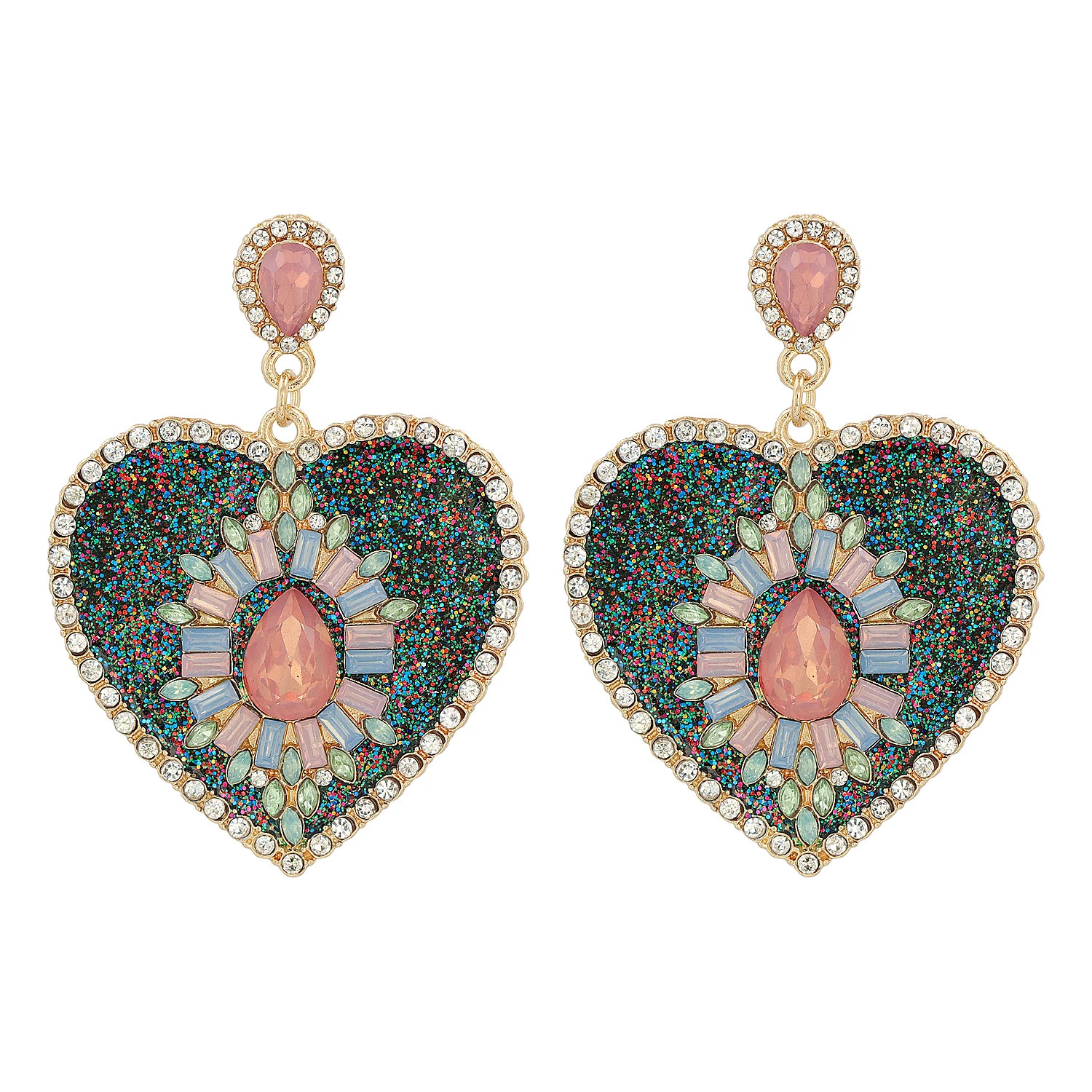 

Women Hanging Earrings Za 2021 Vintage Crystal Infinity Stones Multicolor Heart Dangle Earring Wholesale New Jewelry Accessories
