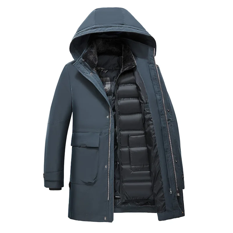 

High Quality Liner Detachable Winter Down Jacket Men 90% White Duck Down Men Long Down Coats Keep Warm Snow Parkas Overcoats