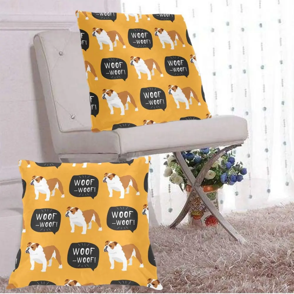 

2Pcs Square Pillow Case Pug Dogs Decorative Cushion Pillow Cover for Bedroom Living Room Home Hall Art Decor