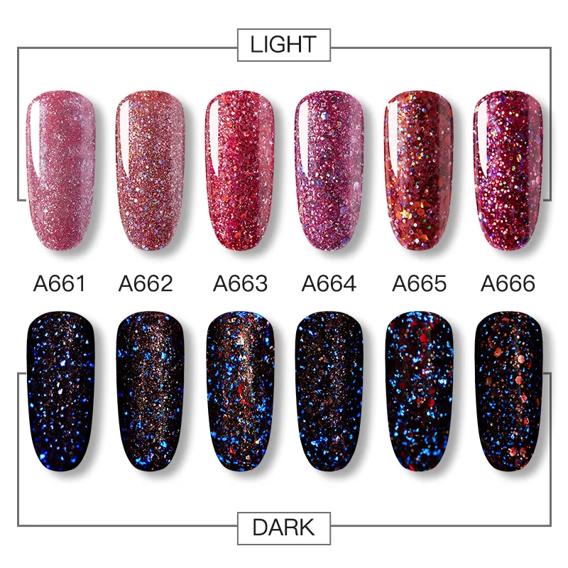 Гель лак ROSALIND для ногтей 6 шт. светящийся набор розового золота Гибридный все