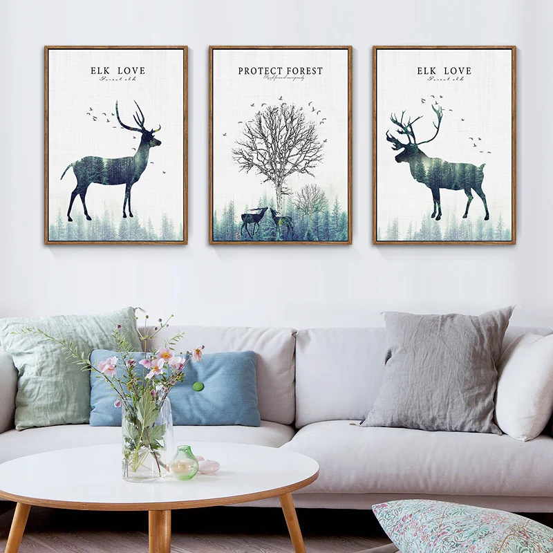 

Winter Scenery Snow Plant Dead Tree Forest Flower Animal Deer Bird Canvas Painting Wall Picture Printing Poster Room Decoration