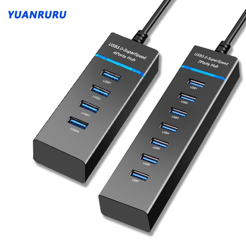 High Speed USB Hub USB 3.0 Hub Multi USB Splitter 7 Port USB Hub Multiple USB Port Multiple Expander for Pc Computer Accessories