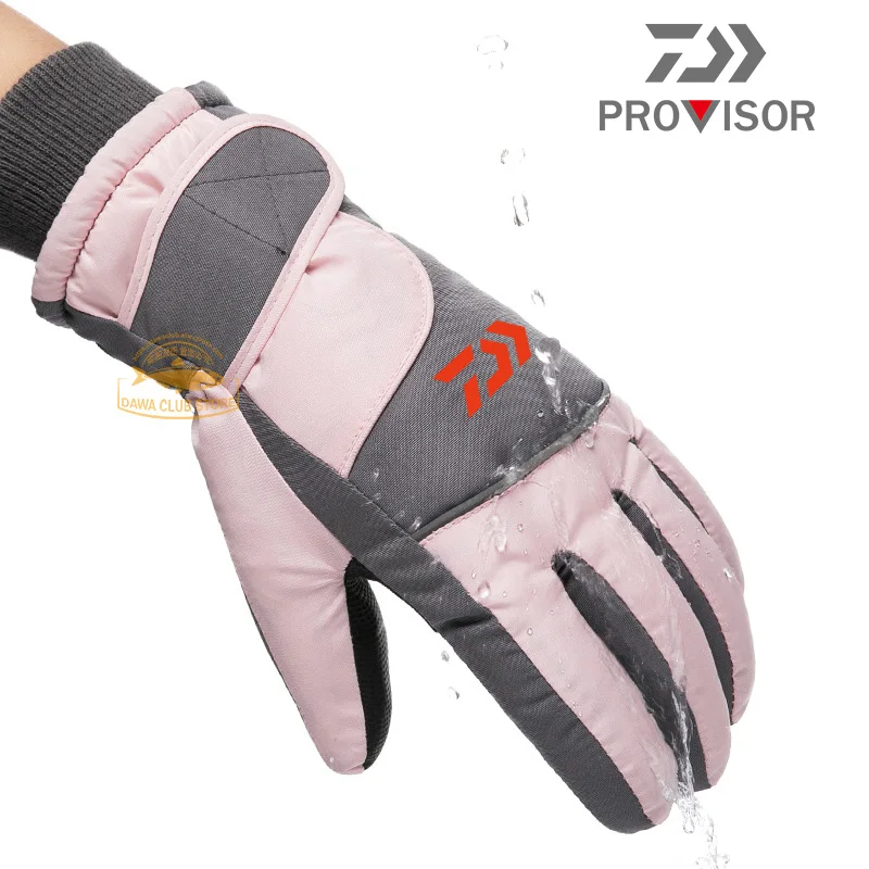 

DAIWA Fishing Warm Gloves Winter Couple Outdoor Ski Waterproof Gloves Fleece Thickened Wind and Cold Resistant Cycling Gloves