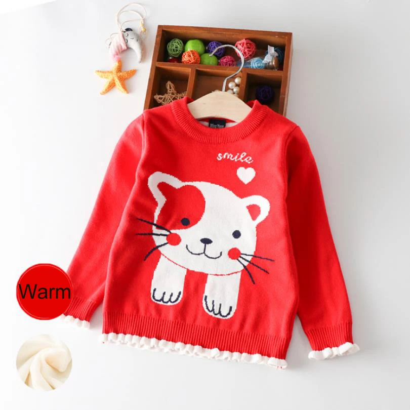 Свитера для девочек Зимняя теплая плотная трикотажная одежда Топы маленьких