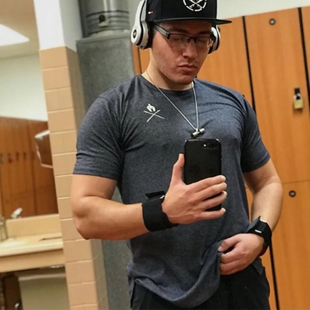 Футболка мужская Спортивная с коротким рукавом приталенная дышащая для