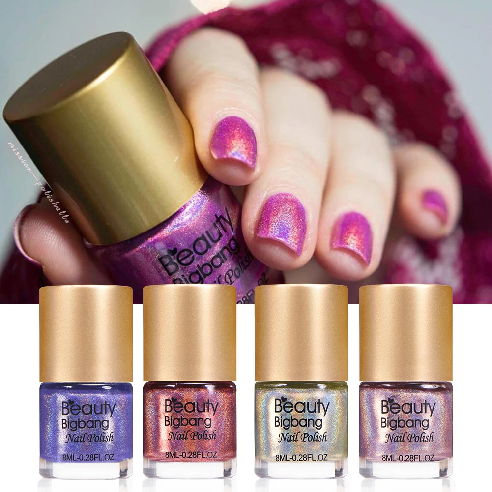 BEAUTYBIGBANG 8 мл голографический фотографический лак для ногтей Блестящий блестящий