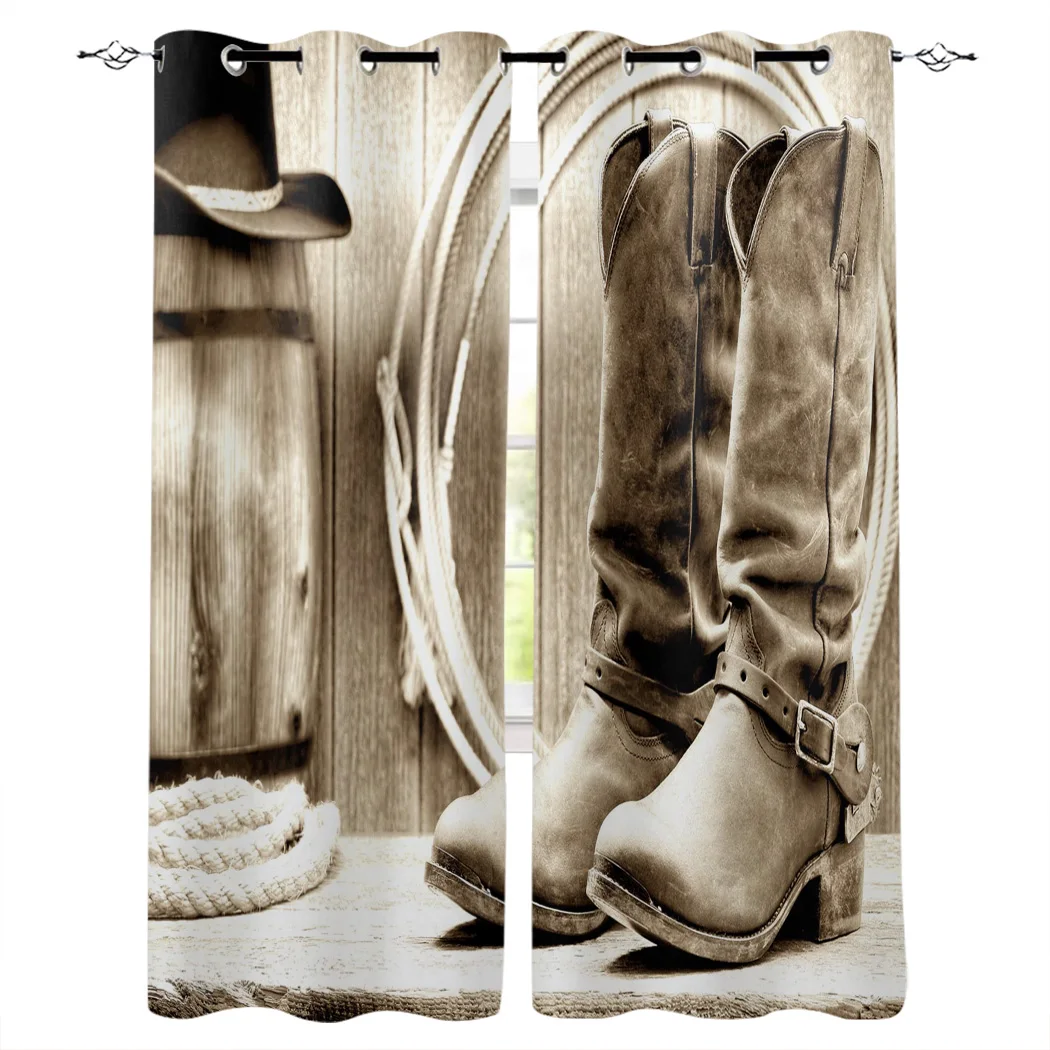 Кожаная ковбойская шляпа в стиле ретро занавески на окна для гостиной спальни