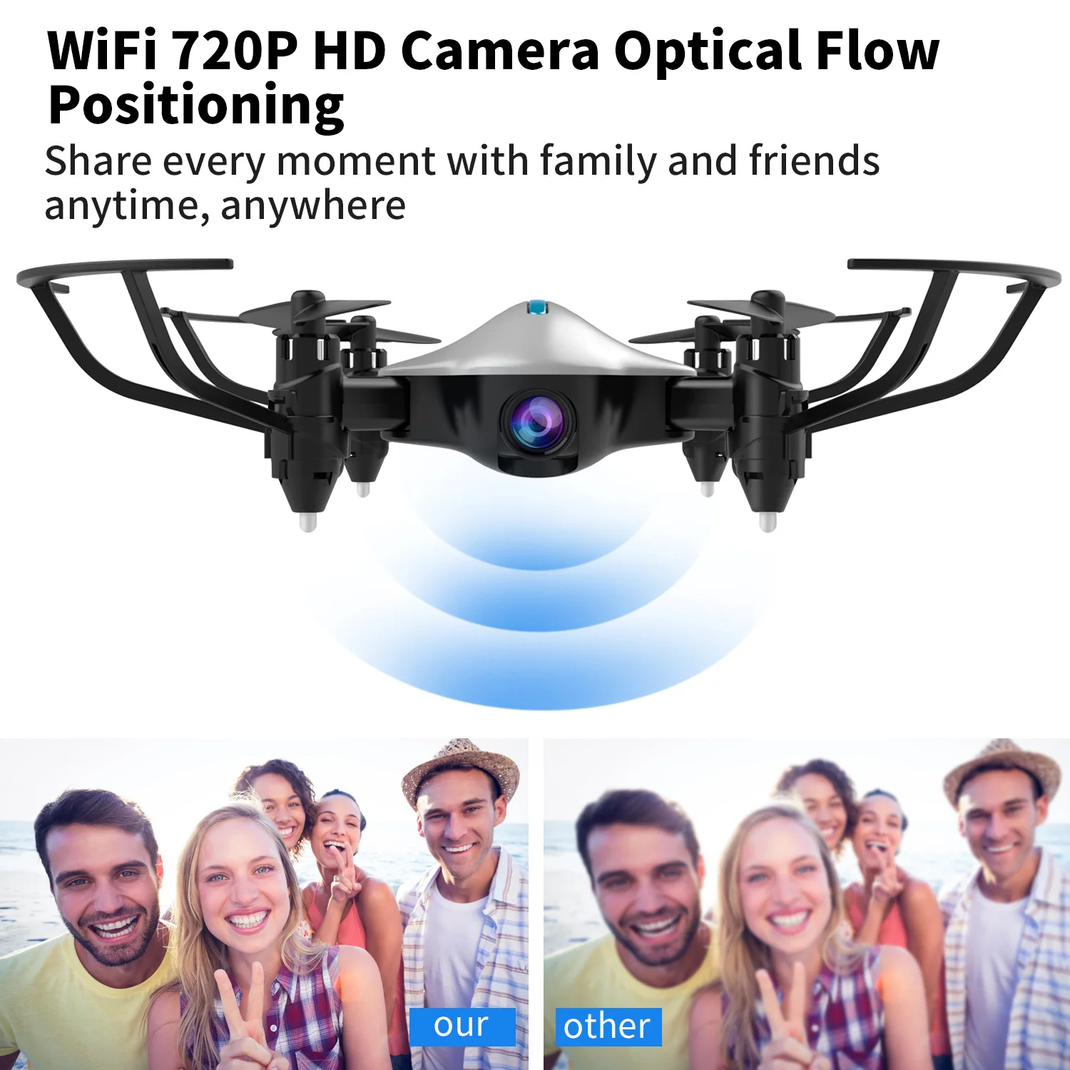720 P FPV wifi мини-камера Дрон с HD камерой Дрон Дистанционное управление вертолет Безголовый режим удержания высоты портативный пульт дистанционного управления игрушки