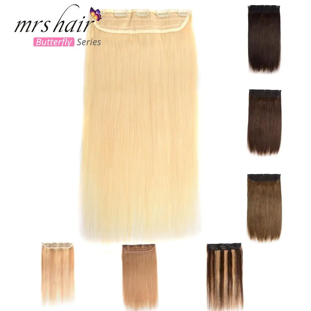 MRS HAIR на заколках, человеческие волосы для наращивания, прямые, 1" 18" 2", натуральные волосы на заколках, 9 цветов,, светлые волосы