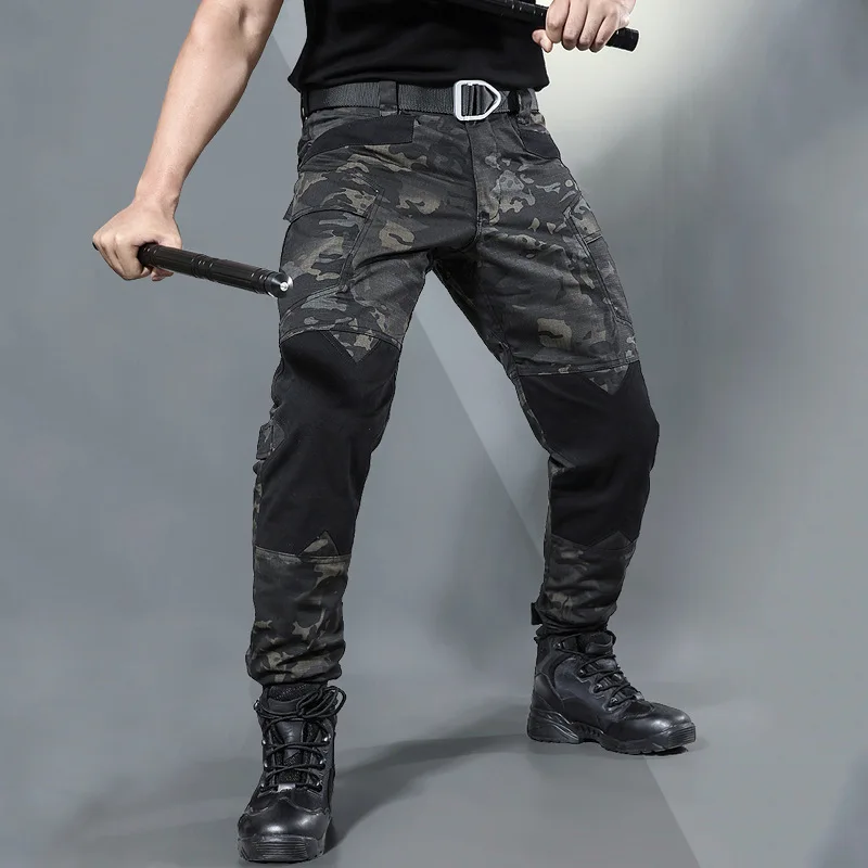Мужские тактические штаны для бега камуфляжные военные брюки-карго свободные