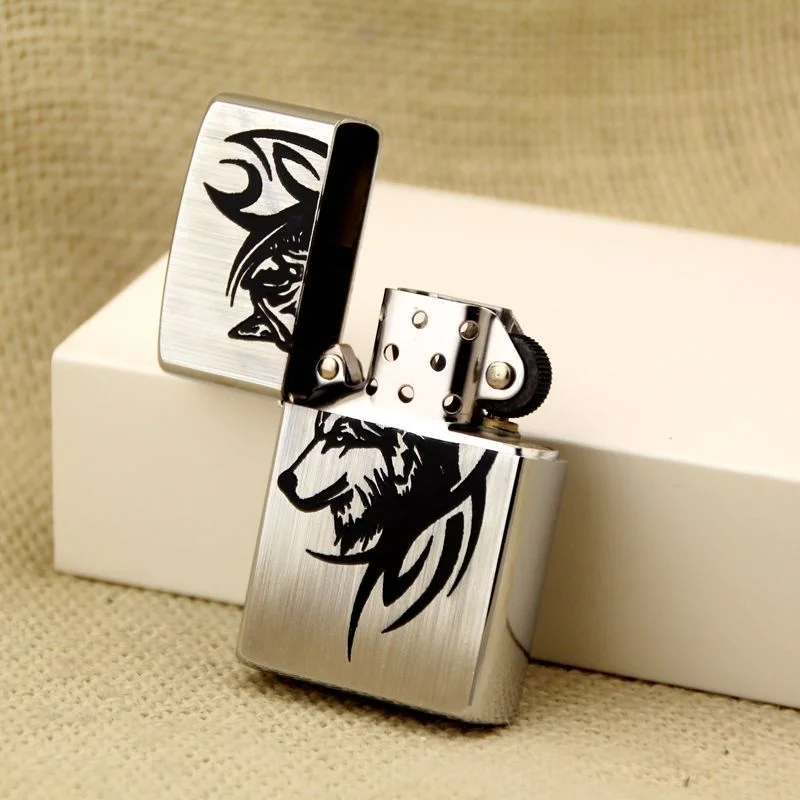 Zorro керосиновая Зажигалка из чистой меди гравировка волка винтажная серебряная