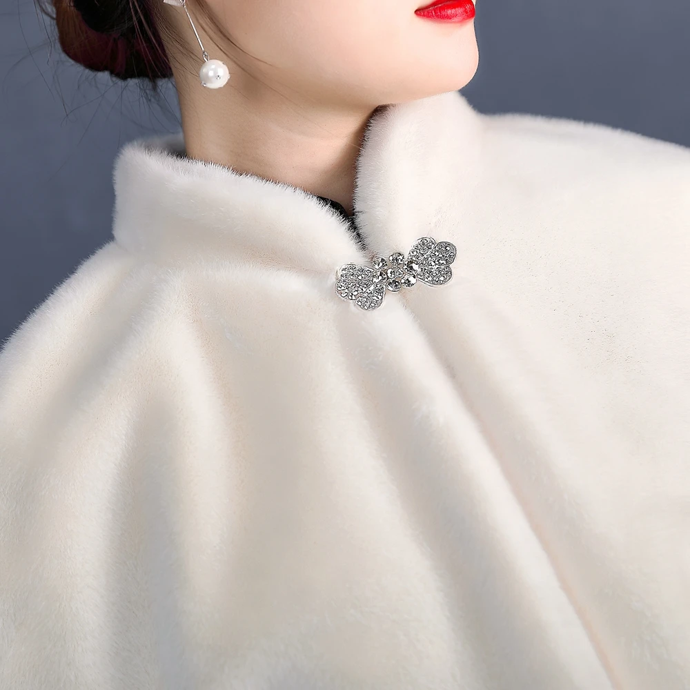 Faux Fur Party Wrap Winter Warm Bridal Bolero Ivory High Quality Wedding Coat Neck Cape wholesale | Свадьбы и торжества