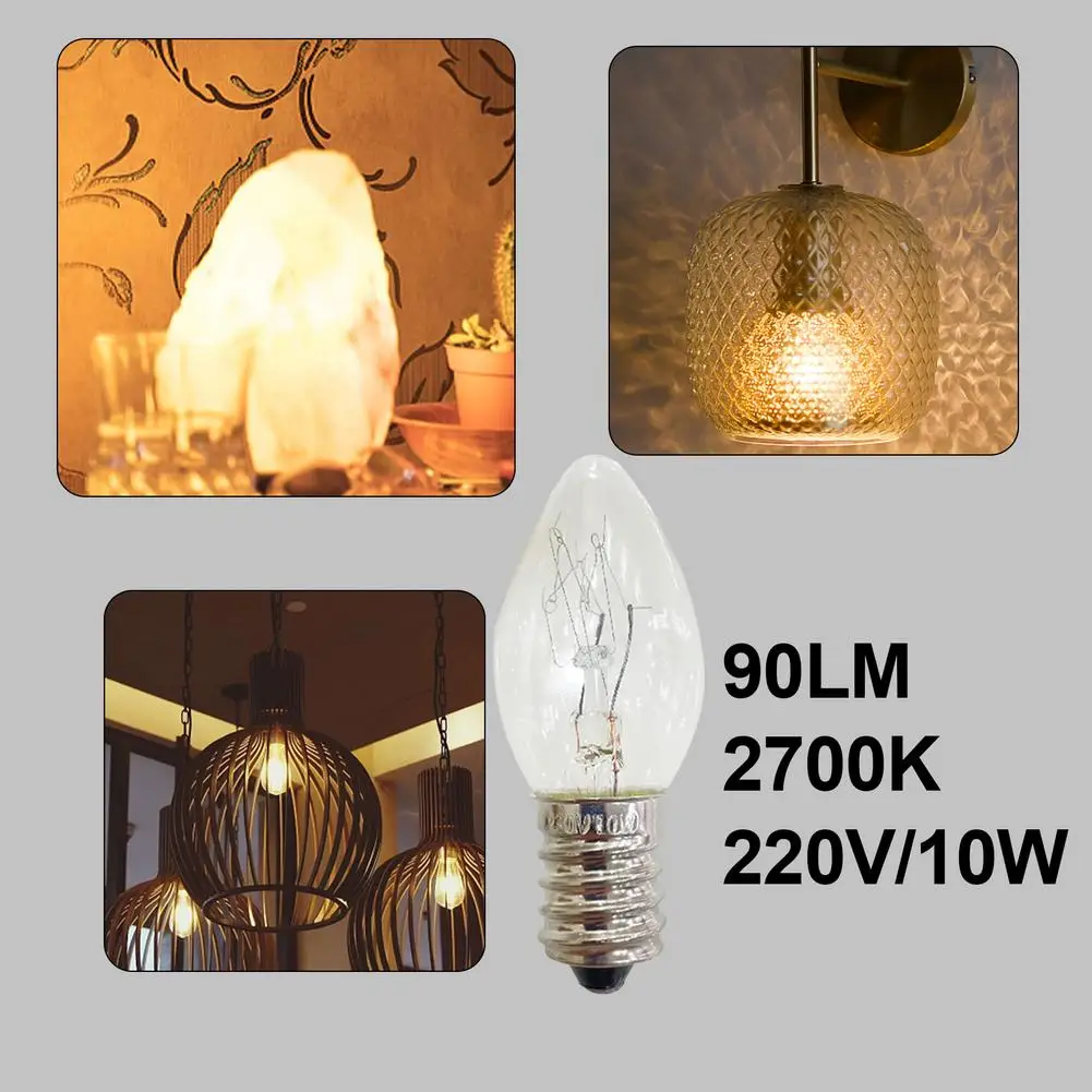 

6pcs E14 Light Bulb 220V 10W 90LM 2700K Transparent Warm Color C7 Incandescent Tungsten Night Lamp Bulb Himalayan SaltLamp