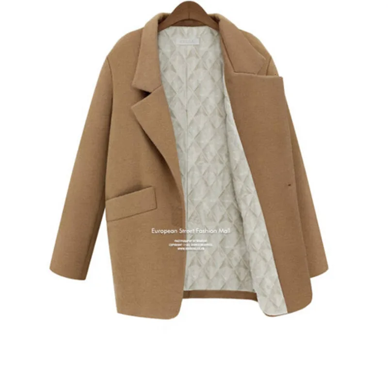 Manteau femme Европейский Осень Зима Женское негабаритное стеганое шерстяное пальто простая Верхняя одежда casaco feminino пальто