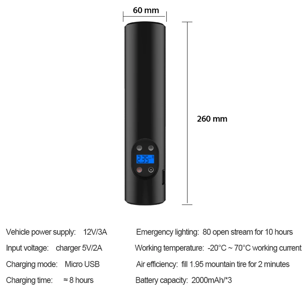 Портативный автомобильный насос M06 для накачивания шин ручной воздушный