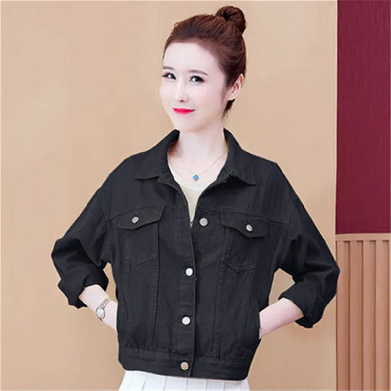 Куртка женская джинсовая с длинным рукавом Короткая свободная Студенческая