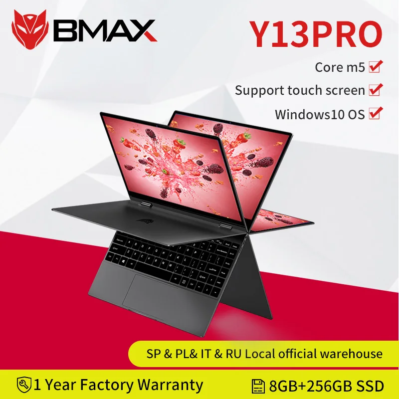 Ноутбук BMAX Y13 Pro 360 ° 15 6 дюймовый ноутбук Intel Core m5 6Y54 Windows 10 8 ГБ ОЗУ 13 3 Гб SSD 256*1920 IPS