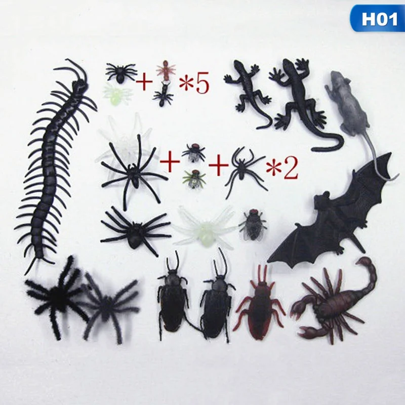

Simulation Plastic Insects Fake Spiders Flies Bat for Halloween Party Favors Decoration Novelty & Gags Toys