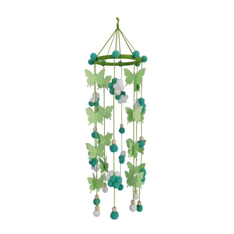 Carill&oacute;n de viento para cuna de beb&eacute;, Bola de Pelo de mariposa, sonajero, colgante para cuna de reci&eacute;n nacido, decoraci&oacute;n para habitaci&oacute;n G2AE-0