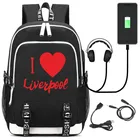 С надписью I LOVE Ливерпуль рюкзак для влюбленных Для женщин Мужская многофункциональная зарядка через USB ноутбук рюкзак школьный дорожные сумки для мальчиков и девочек